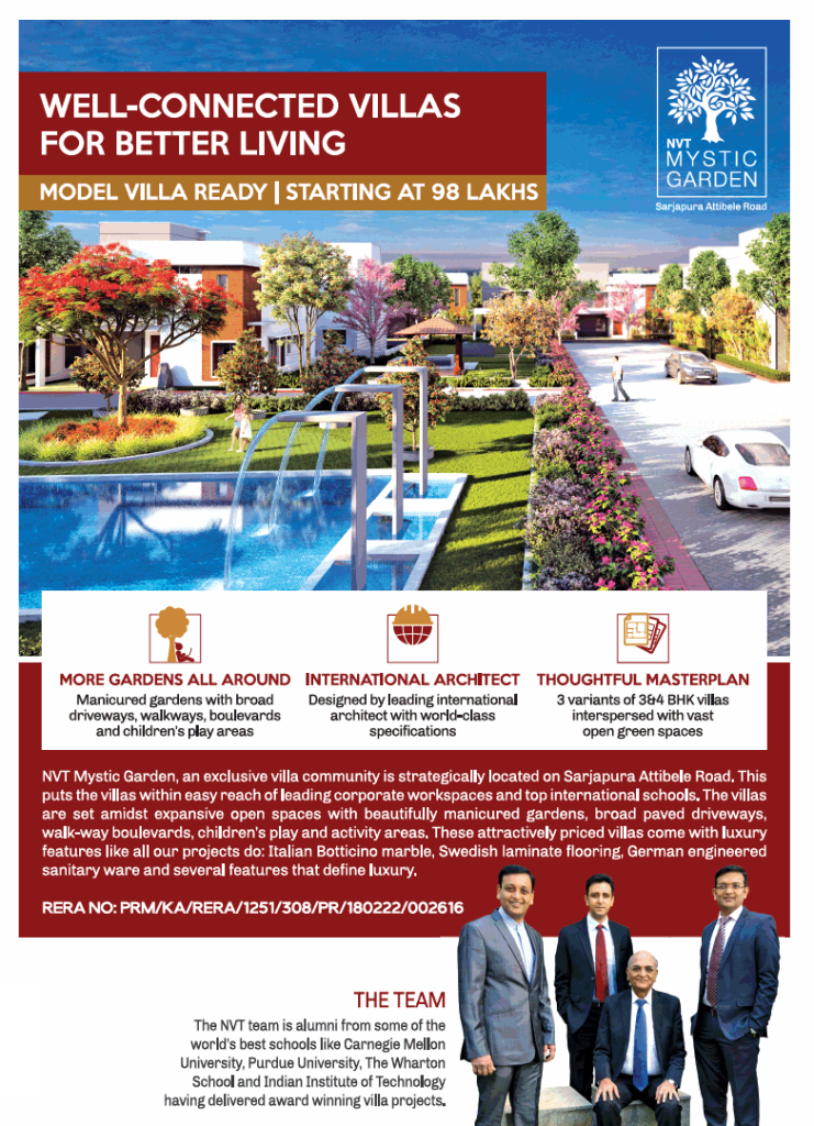 NVT Mystic Garden model villa ready starting  at 98 Lac in Bangalore Update